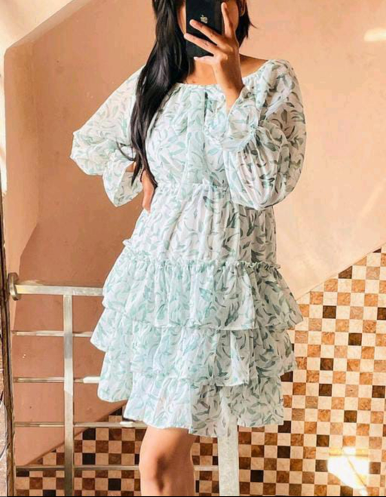 3 Frill Georgette Dress Size-S,M uploaded by Bhavya Sales and Marketing on 4/19/2023