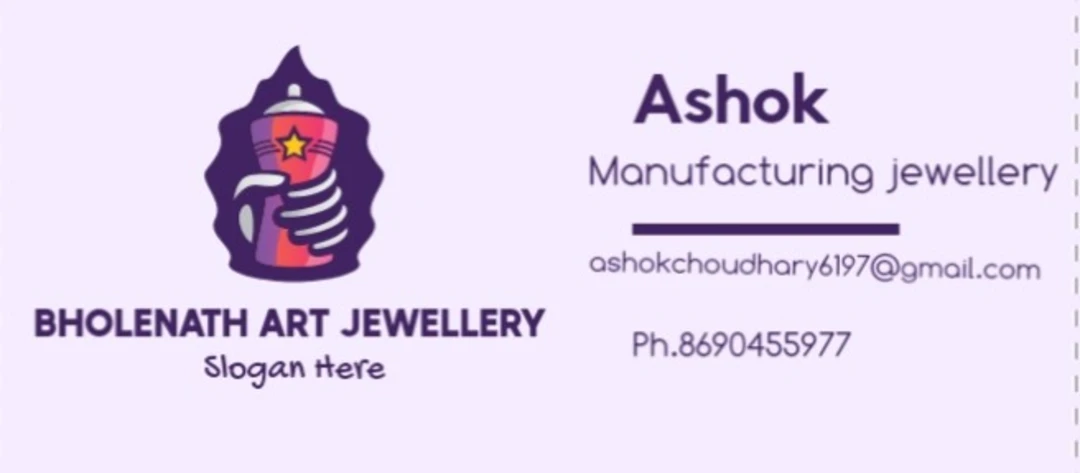 Visiting card store images of Bholenath art jewellery 