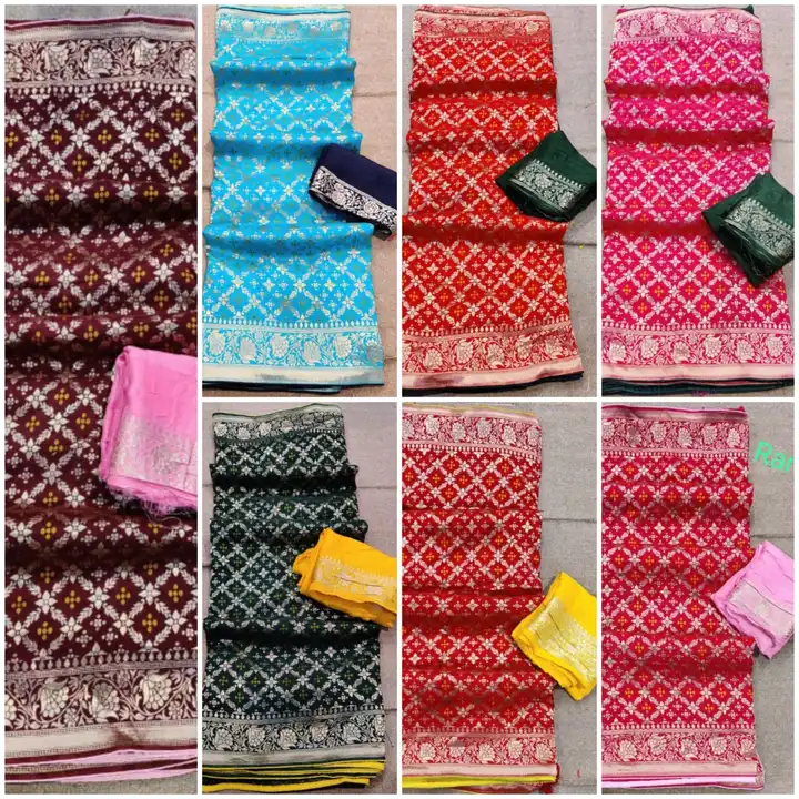 🔱🔱🔱🕉️🕉️🕉️🔱🔱🔱

        New lunching

 special lunching Super duper rich pallu bandej saree 
 uploaded by Gotapatti manufacturer on 4/20/2023