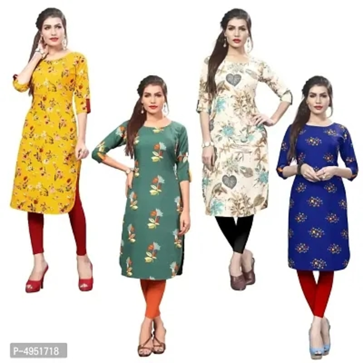 Attractive Printed Full-Stitched Crepe Straight Kurta (Combo Pack Of 4) uploaded by wholsale market on 4/20/2023