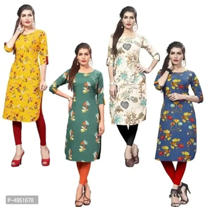 Attractive Printed Full-Stitched Crepe Straight Kurta (Combo Pack Of 4) uploaded by wholsale market on 4/20/2023