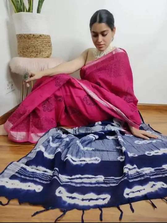 Original Linen with Silver zari patta uploaded by ShubhMangal Silk Mills on 4/20/2023