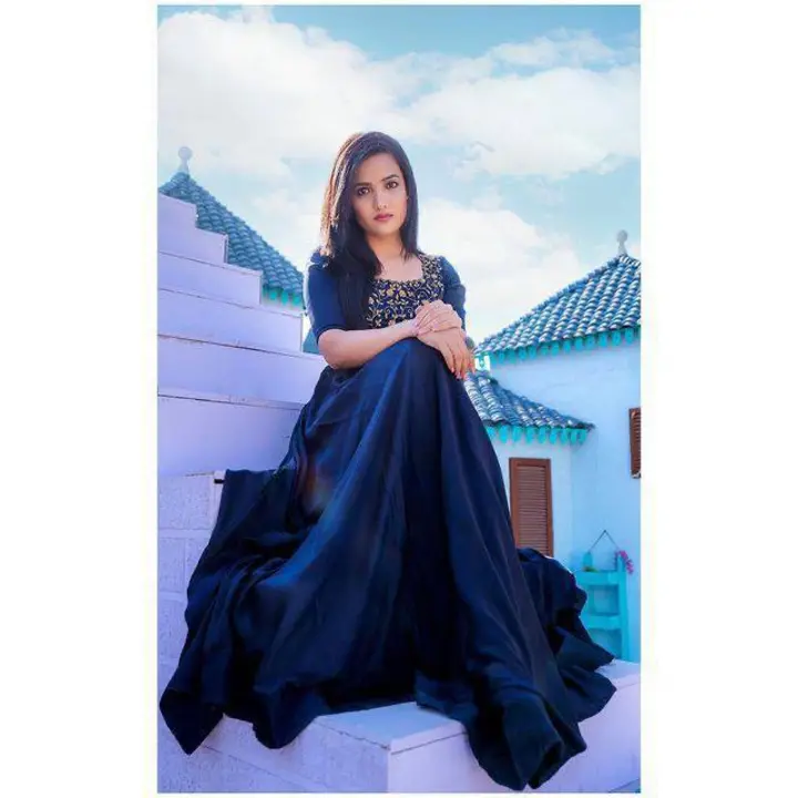 Blue devsena satin gown  uploaded by Villa outfit on 4/20/2023