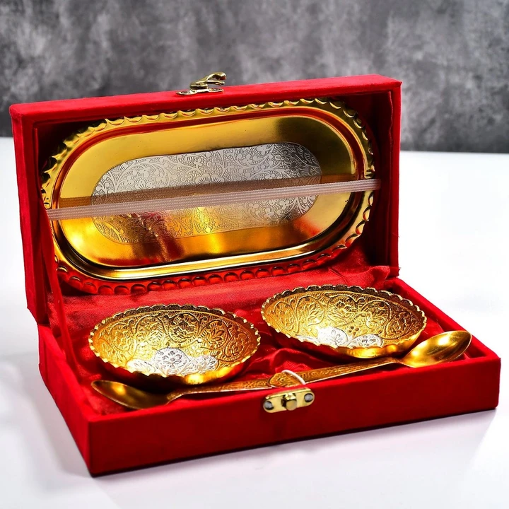 Gold and silver plated bowl set uploaded by Home interior handicrafts on 4/20/2023