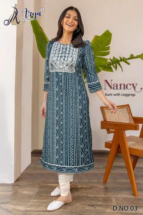 Nancy kurti with leggings  uploaded by Arya dress maker on 4/20/2023