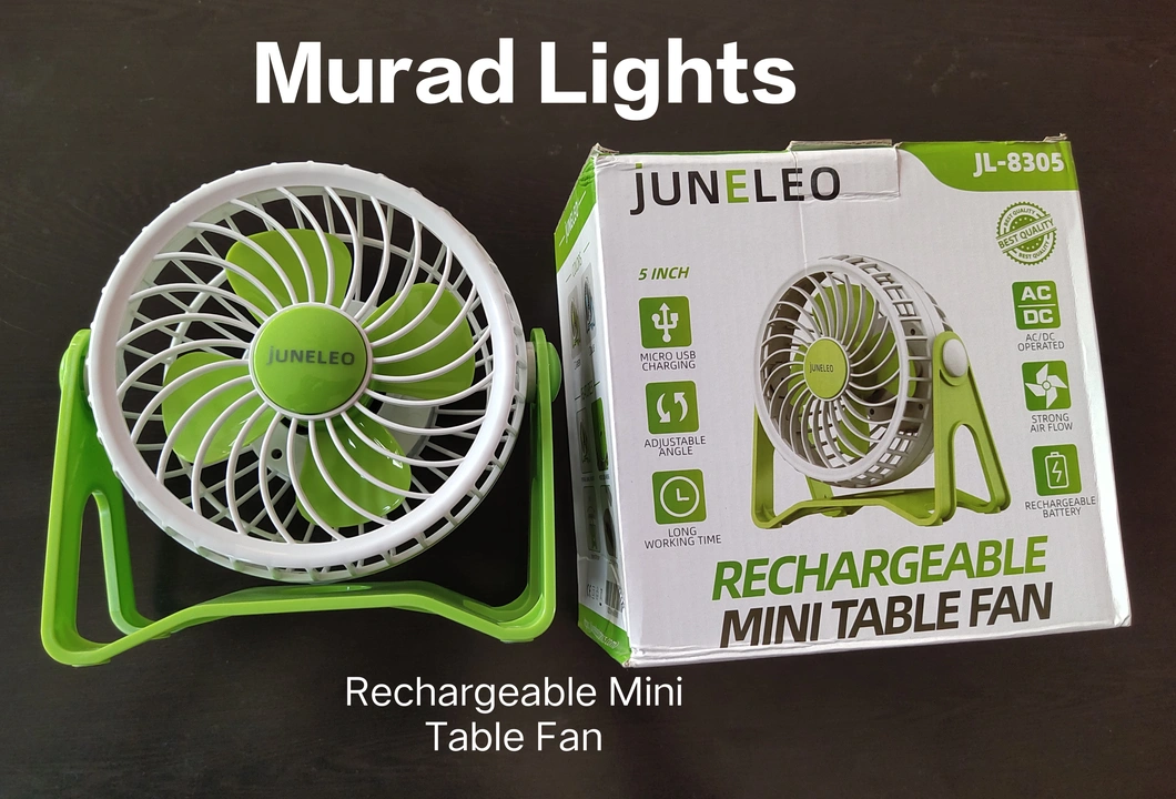 Rechargeable Mini Table Fan uploaded by Murad Lights Private Limited on 4/20/2023