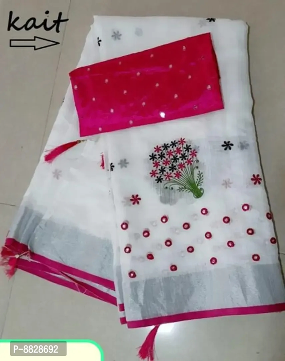 Red And white trendy saree uploaded by business on 4/20/2023