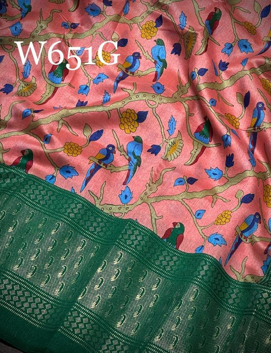 Pure kalamkari printed Jute silk saree uploaded by ShubhMangal Silk Mills on 4/20/2023