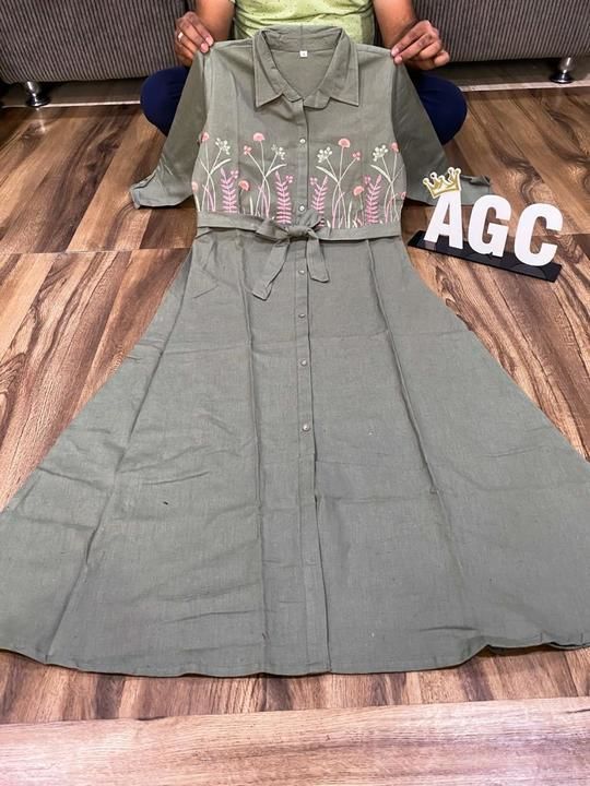 Post image *AGC*

Premium cotton tunic pattern detailed with embroidery &amp; belt ......

Size 38 40 42 44

MRP 1250 free ship np group