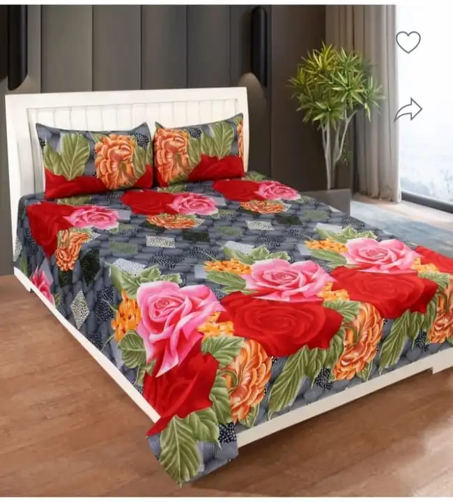 Pure Polly cotton Double bed sheet 90*100 size with 2 pillow cover  uploaded by ARDM on 4/21/2023