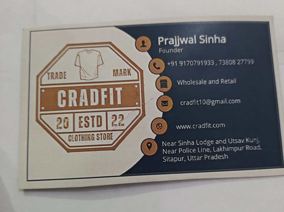 Visiting card store images of Cradfit