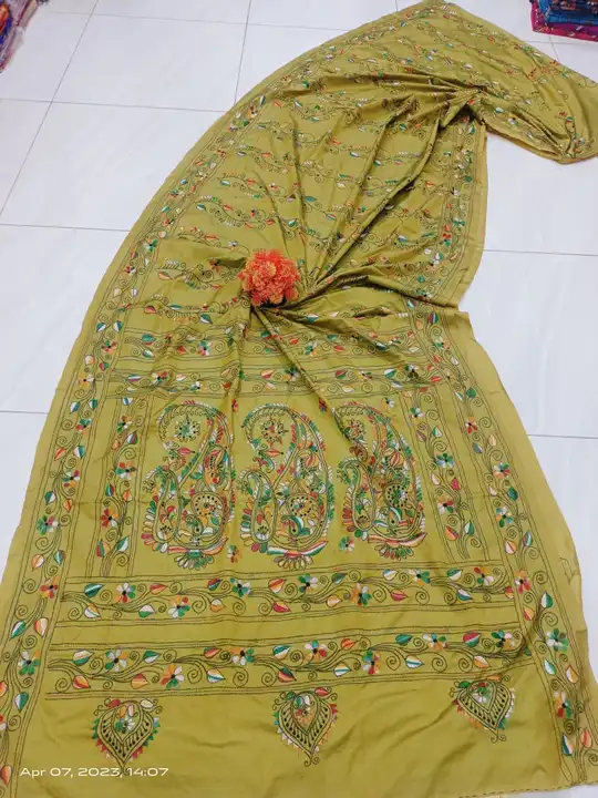 Handloom katha stick Saree  uploaded by Soumya Textile on 4/21/2023