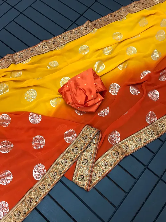 Two Tone heavy Georgette all over saree uploaded by Suyukti fab on 4/21/2023