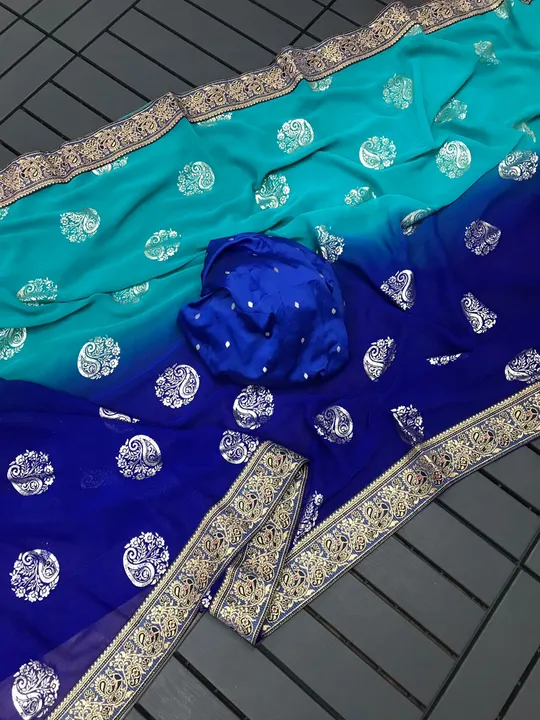 Two Tone heavy Georgette all over saree uploaded by Suyukti fab on 4/21/2023