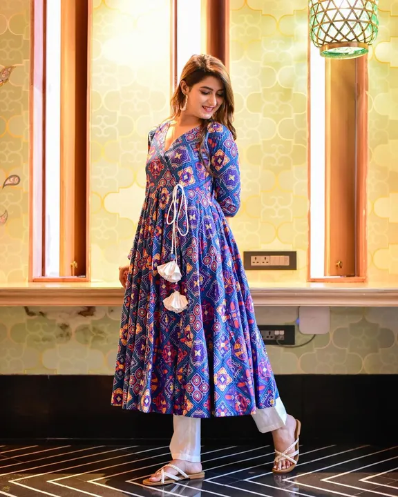 Blue Color Embroidered Attractive Party Wear Cotton Gown* has a Regular-fit and is Made From High-Gr uploaded by Fatema Fashion on 4/21/2023