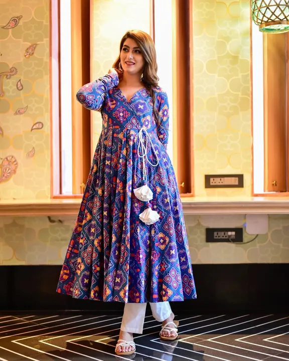 Blue Color Embroidered Attractive Party Wear Cotton Gown* has a Regular-fit and is Made From High-Gr uploaded by Fatema Fashion on 4/21/2023