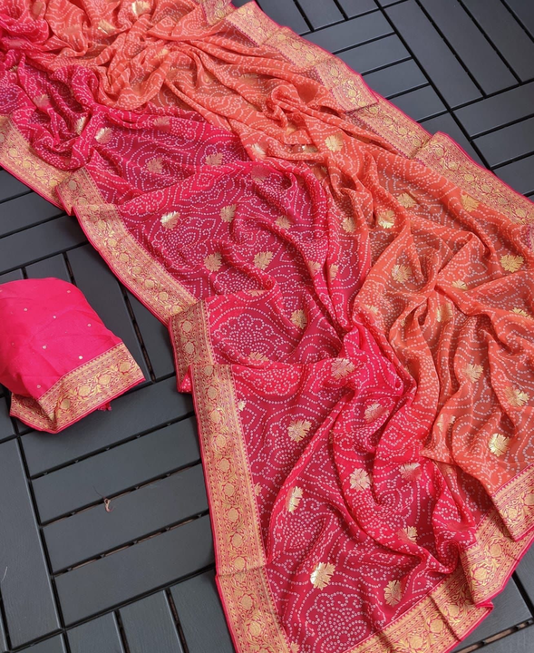 Two tone Heavy Georgette Fabric Saree 🥻 uploaded by ShubhMangal Silk Mills on 4/21/2023