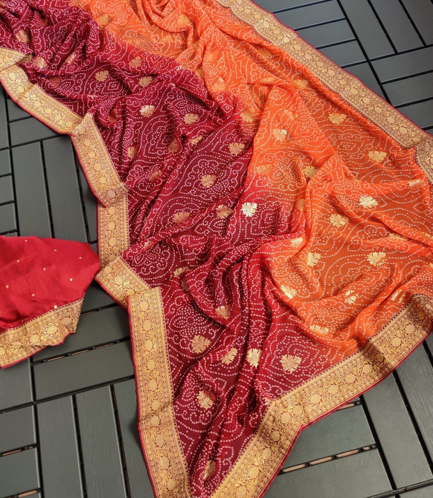 Two tone Heavy Georgette Fabric Saree 🥻 uploaded by ShubhMangal Silk Mills on 4/21/2023