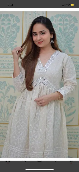 *Beautiful Chikankari dress with foil mirror work +lining  atteched*

*On yoke nd back +slives full  uploaded by Mahipal Singh on 5/30/2024