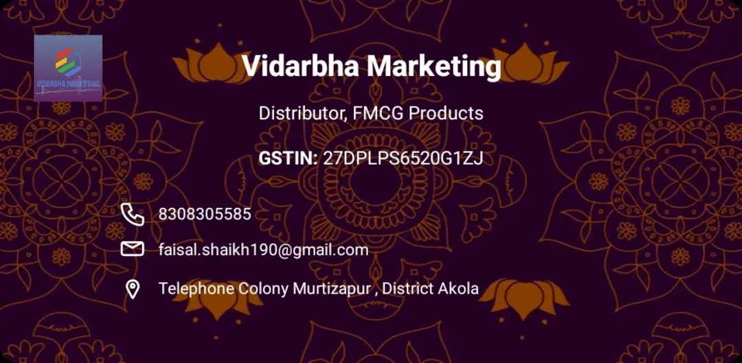 Visiting card store images of Vidarbha Marketing