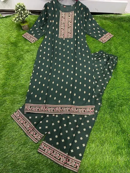Foil print kurti plazo uploaded by GS Traders on 4/22/2023