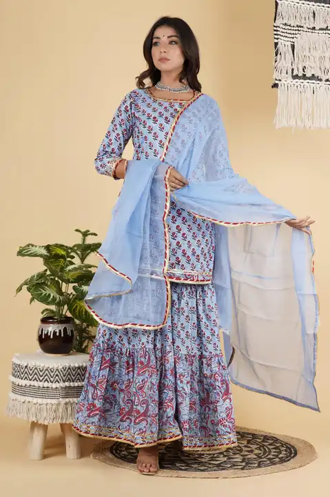 Short kurta with tier gharara  uploaded by R v textile on 4/22/2023