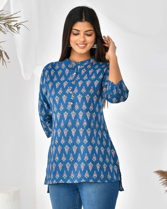 Women Cotton Katha Short Kurti uploaded by Fire Of Creation on 4/22/2023