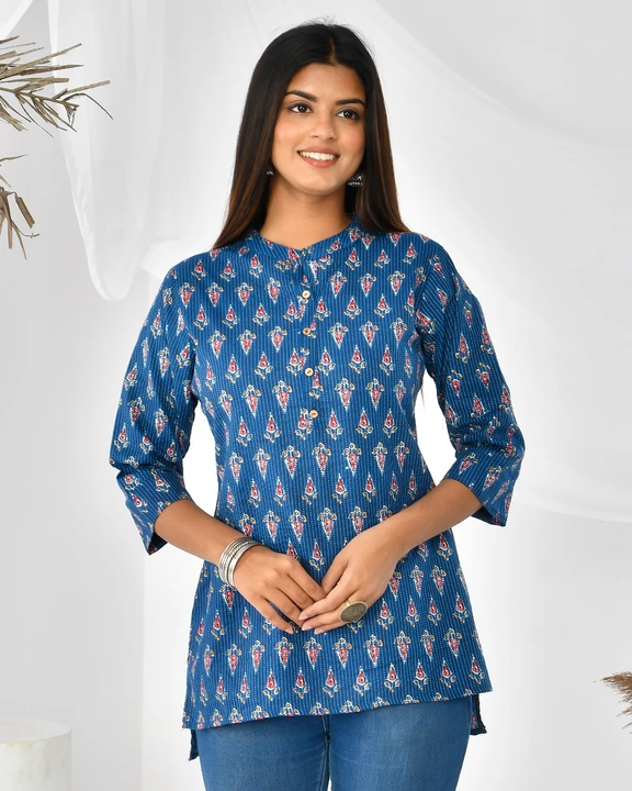 Women Cotton Katha Short Kurti uploaded by Fire Of Creation on 4/22/2023