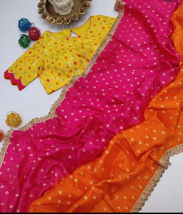 Chinnon saree paired with very foil and rich blouse  uploaded by Suyukti fab on 4/22/2023