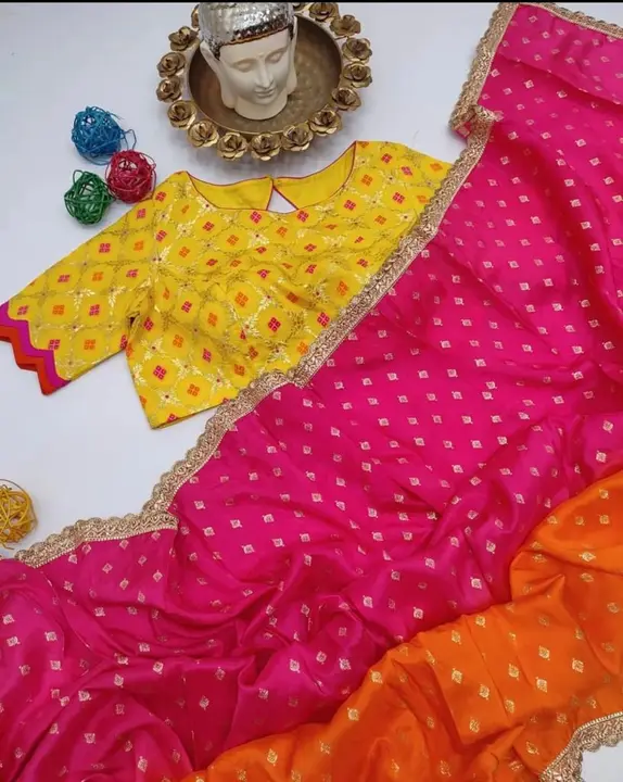 Chinnon saree paired with very foil and rich blouse  uploaded by Suyukti fab on 4/22/2023
