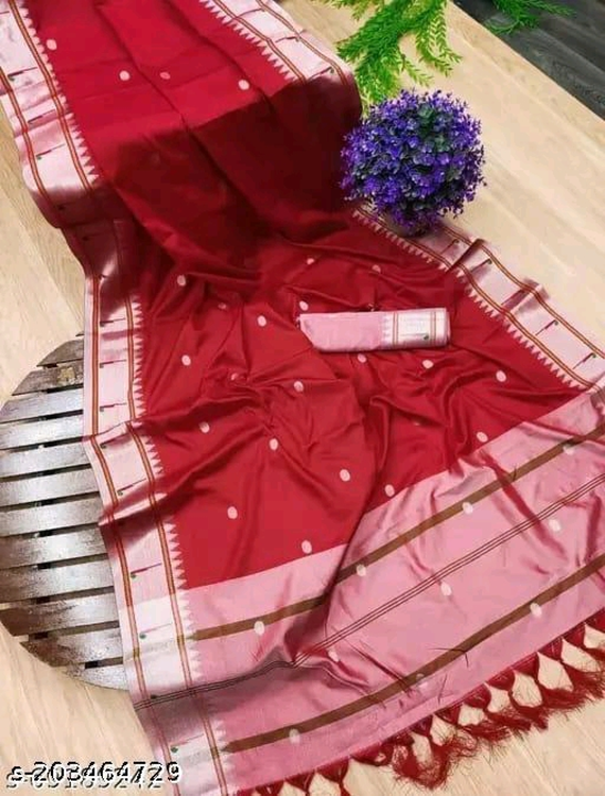 Traditional Paithani Silk Sarees With Contrast Blouse Piece(Red) uploaded by business on 4/22/2023