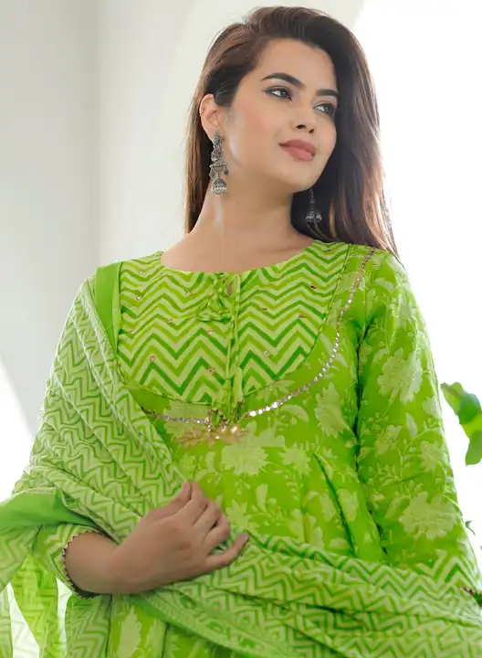 Anarkali kurti with pant and printed dupatta  uploaded by KIRAN ETHNIC HANDICRAFTS on 4/22/2023