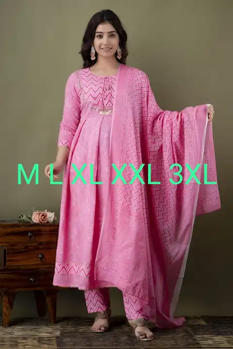 Anakali kurti with pant and printed dupatta  uploaded by business on 4/22/2023