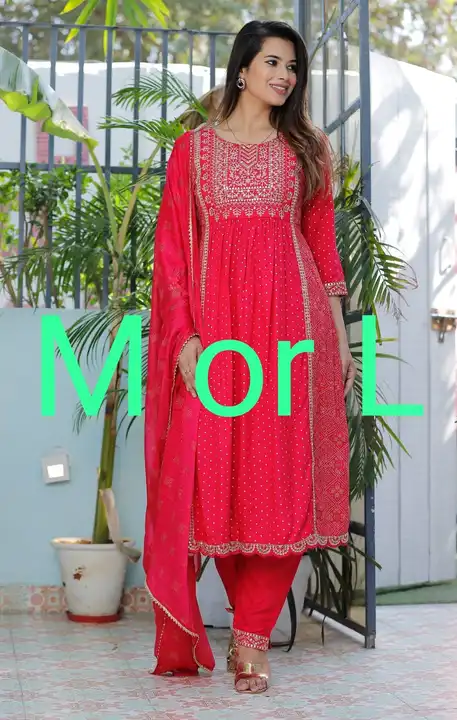 Printed naira kurti with embroidered border pant and printed dupatta  uploaded by KIRAN ETHNIC HANDICRAFTS on 4/22/2023