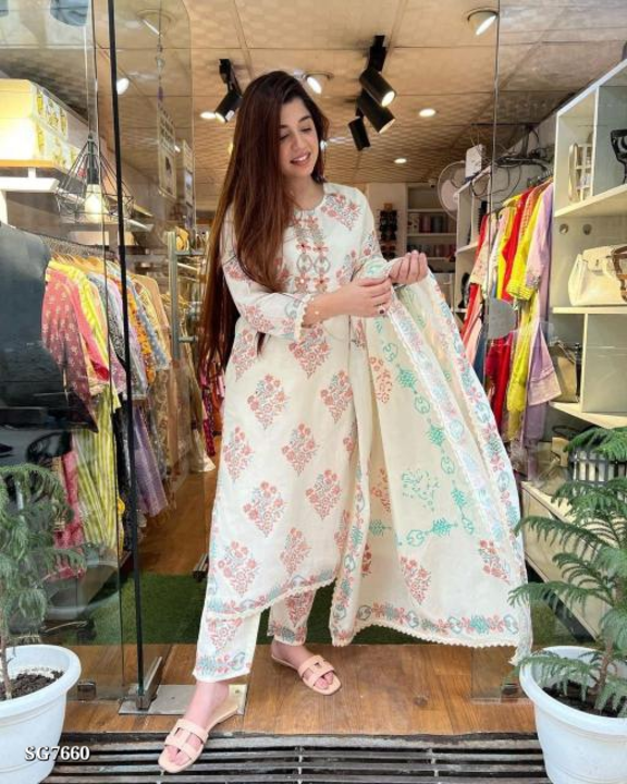 Catalog Name: *💚🆕three pcs suit collection 🆕💚*

Evergreen all day in our new printed white suit  uploaded by Sonam karan fashion superior on 4/22/2023