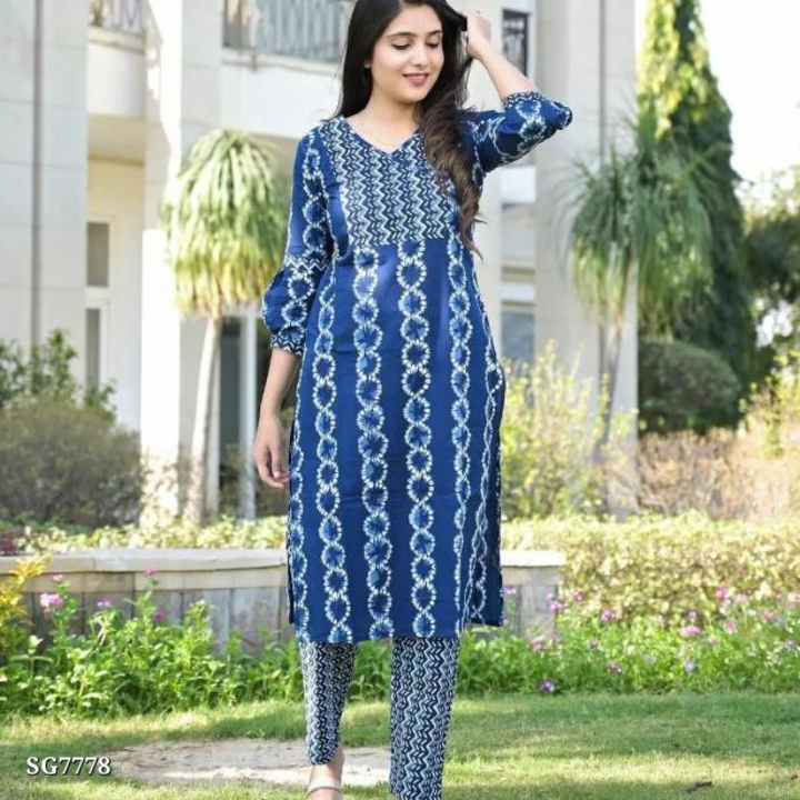 Catalog Name: *💙🆕INDIGO KURTI+PANT 🆕💙*

*New Design Launch*

💃 *Heavy kurti with pant and Reyon uploaded by Sonam karan fashion superior on 4/22/2023