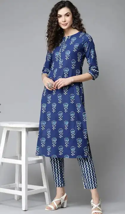 M to XXL, Reyon*

*Kurti with plazo indico blue* uploaded by Online Ladies Dresses on 4/23/2023