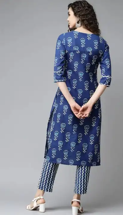 M to XXL, Reyon*

*Kurti with plazo indico blue* uploaded by Online Ladies Dresses on 4/23/2023