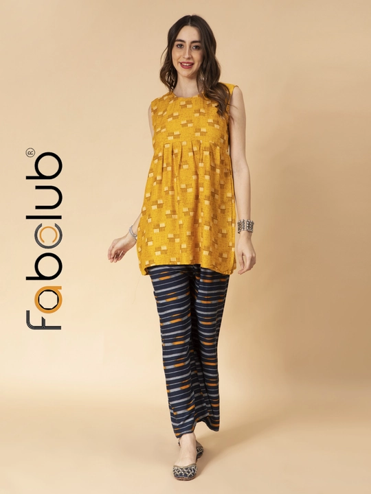 Fabclub Rayon Printed Mustard Yellow Flared Women Kurti uploaded by Fab Creation on 4/23/2023