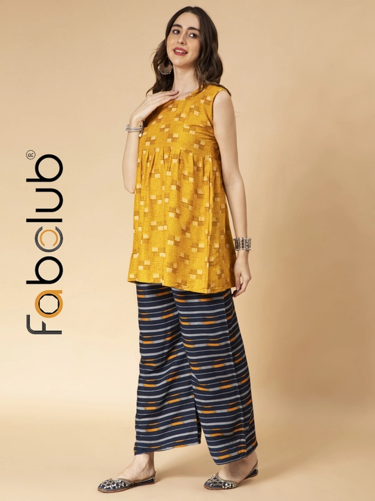 Fabclub Rayon Printed Mustard Yellow Flared Women Kurti uploaded by Fab Creation on 4/23/2023