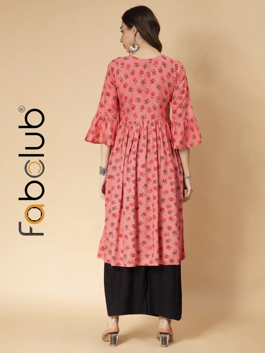 Fabclub Rayon Floral Printed Pink Anarkali Women Kurti uploaded by Fab Creation on 4/23/2023