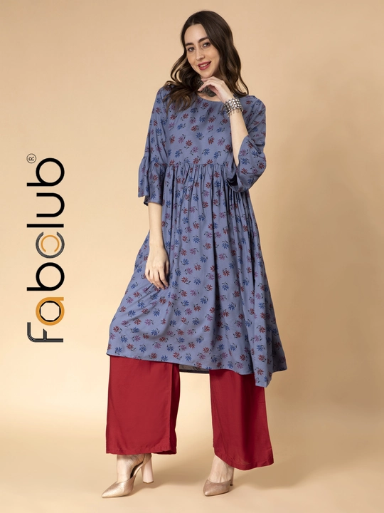 Fabclub Rayon Floral Printed Violet Anarkali Women Kurti uploaded by Fab Creation on 4/23/2023