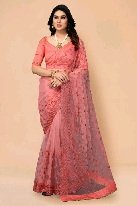 New soft net bollywood design with reach embroidery work in all over saree for women uploaded by business on 4/23/2023