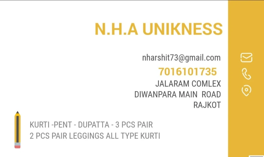 Visiting card store images of N.H.A Unikness