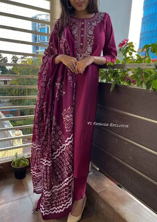 Wine Embroidery Dupatta set  uploaded by Mr.Singh online on 4/23/2023
