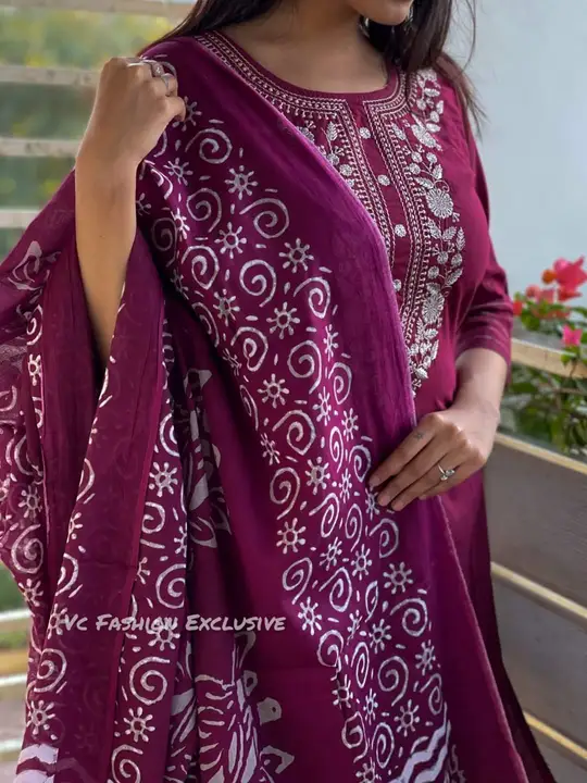 Wine Embroidery Dupatta set  uploaded by Mr.Singh online on 4/23/2023