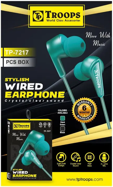 TP-7217 stylish wired earphone -6month warranty easy replacement  uploaded by SUFIYA TELECOM on 4/23/2023