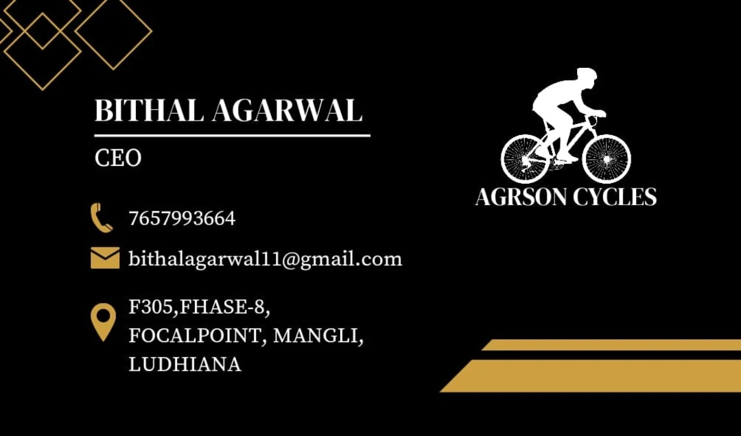 Visiting card store images of AGRSON CYCLES