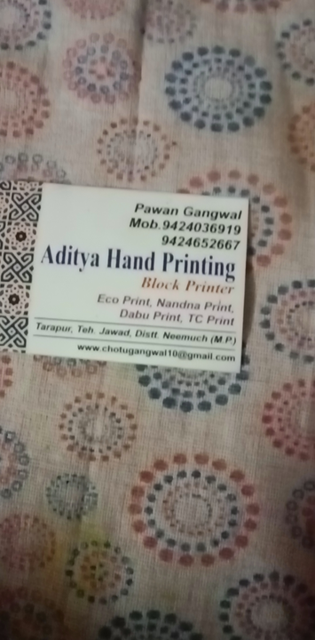 Visiting card store images of Adity hand prient
