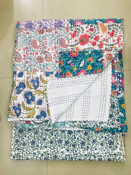 Hand block print kantha bedcover dubal size 90/108 my number uploaded by business on 4/23/2023